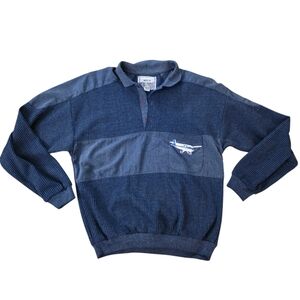 Vintage Huk-A-Poo Ribbed Knit Collared Airplane Sweater- L